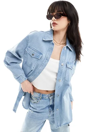 VERO MODA Camicia giacca di jeans oversize lavaggio azzurro