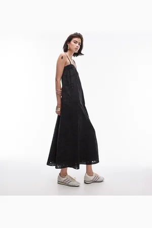 Topshop Vestito midi in pizzo con spalline sottili
