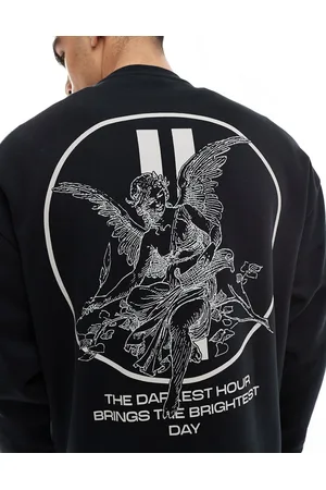 ASOS Felpa oversize nera con stampa di cherubino sul davanti