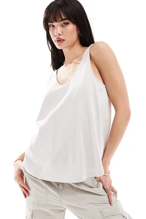 ASOS Ultimate - Canotta in cotone chiaro con scollo rotondo