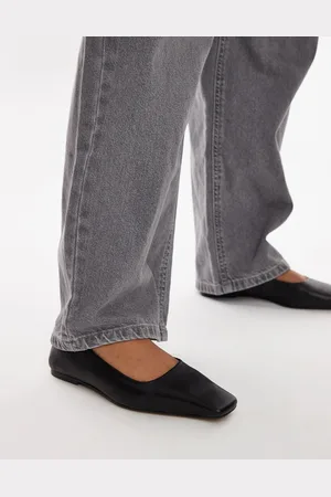 Topshop Blakely - Ballerine nere in pelle premium con punta squadrata