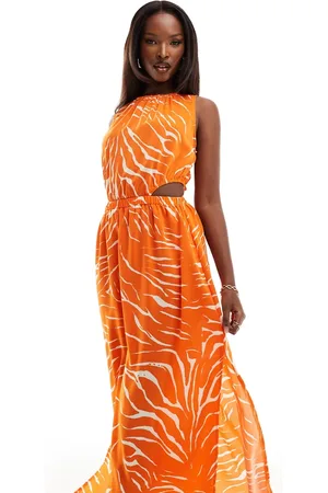 Ax Paris Vestito midi senza maniche con cut-out zebrato