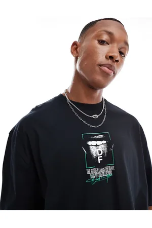 ASOS T-shirt oversize nera con stampa di bocca aperta sul petto