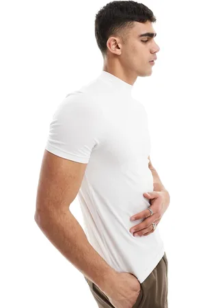 ASOS T-shirt attillata bianca con collo alto
