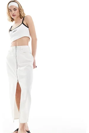 Calvin Klein Gonna lunga in denim lavaggio con zip - In esclusiva per ASOS