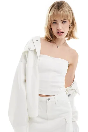 Calvin Klein Bustino in denim lavaggio con zip in coordinato - In esclusiva per ASOS