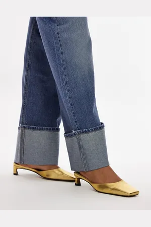 Topshop Audrey - Sabot premium con tacco medio in pelle con punta squadrata