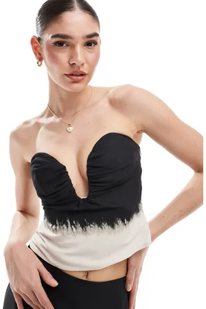 ASOS Top a corsetto arricciato con stampa sfumata in coordinato