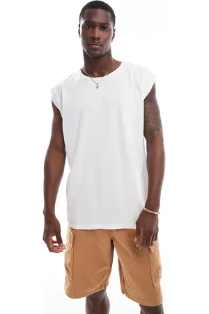 Brave Soul Canotta oversize con bordi grezzi bianca