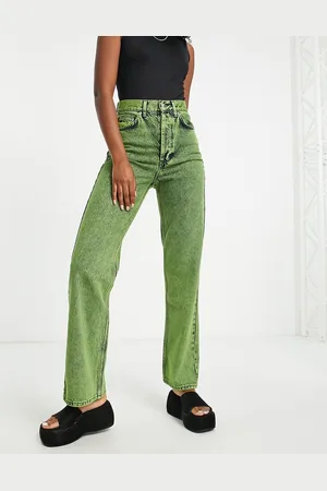 Topshop Kort - Jeans dritti color lime frizzante