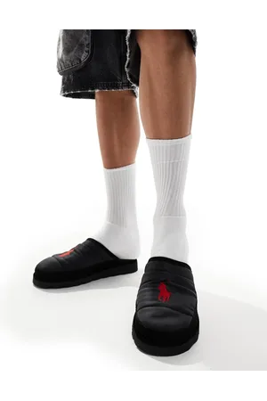 Ralph Lauren Pantofole imbottite nere con logo