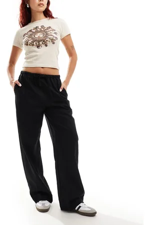 Weekday Mia - Pantaloni in misto lino neri