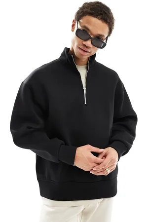 ASOS Felpa oversize nera in tessuto scuba con zip corta