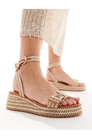 ASOS Thermo - Sandali flatform intrecciati color cuoio con fibbie