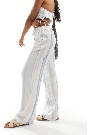 Stradivarius Pantaloni effetto lino a righe