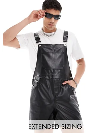 ASOS Salopette taglio corto in pelle sintetica nera