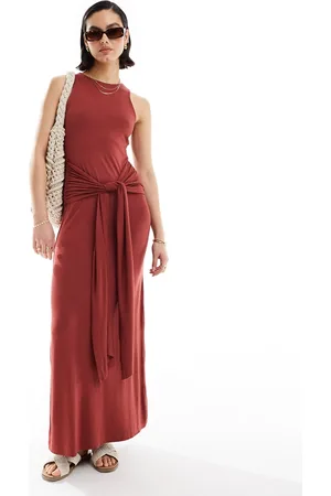 ASOS Vestito lungo con allacciatura e drappeggio sul davanti