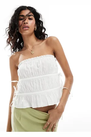 ASOS Top a fascia arricciato con laccetti