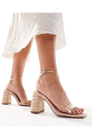 ASOS Hotel - Sandali trasparenti minimal con tacco largo in rafia