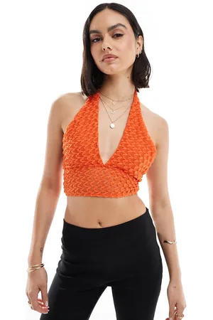 Bershka Top testurizzato allacciato al collo