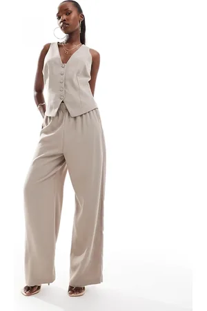 River Island Pantaloni a fondo ampio elasticizzati beige