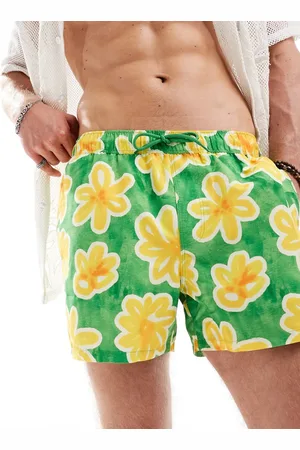 ASOS Pantaloncini da bagno corti verdi con stampa a fiori