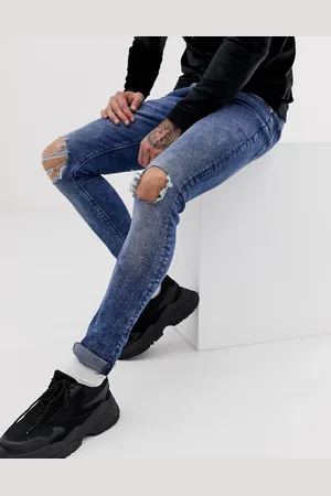 ASOS Jeans super skinny lavaggio acido con ginocchia strappate