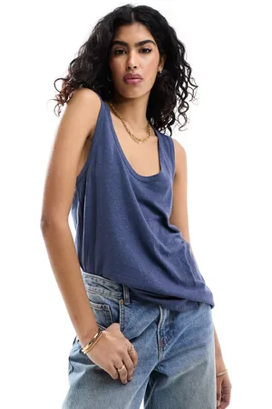 ASOS Canotta effetto lino con scollo rotondo