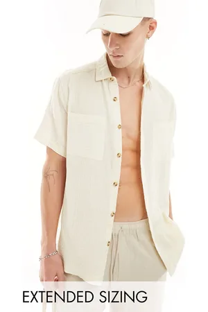 ASOS Camicia comoda a maniche corte con rever color écru