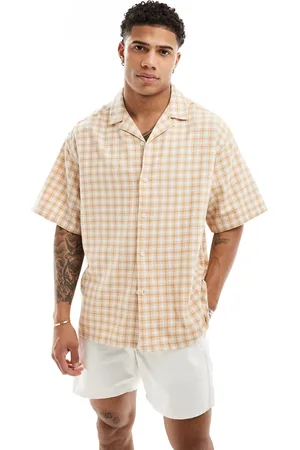 ASOS Camicia oversize color pietra a quadri vintage con rever