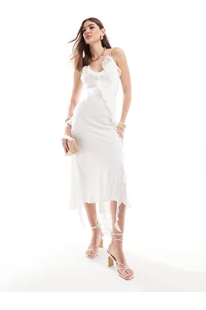Bardot Vestito lungo con spalline sottili e volant