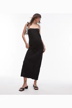 Topshop Vestito midi testurizzato con laccetti sulle spalle