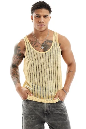 ASOS Canotta gialla in maglia traforata all