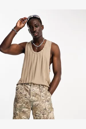 ASOS Canotta vestibilità comoda beige lucido a coste