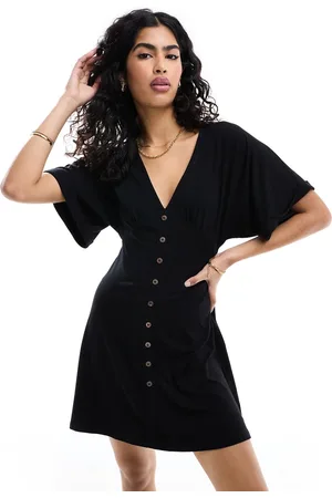 ASOS Vestito da giorno corto con maniche arrotolate e bottoni sul davanti