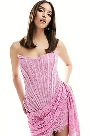 HEIRESS BEVERLY HILLS Esclusiva - Vestito corto premium con corsetto rosa in pizzo drappeggiato