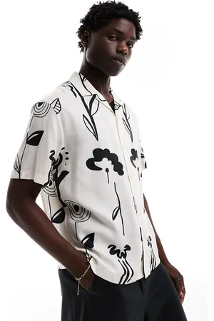 SELECTED Camicia bianca oversize con stampa e colletto con rever