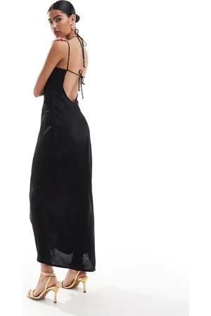 Bershka Vestito lungo jacquard con scollo ad anello