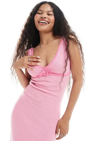 ASOS ASOS DESIGN Petite - Vestito lungo in maglia con finiture a contrasto e lavorazione a punto riso