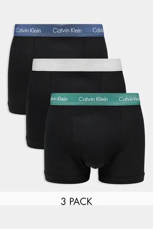 Calvin Klein Confezione da 3 paia di boxer aderenti neri con fascia in vita a contrasto - Esclusiva ASOS