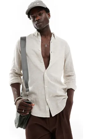 Hollister Camicia beige in lino fiammato