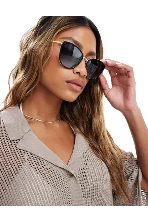 River Island Occhiali da sole cat-eye oversize con montatura in metallo neri