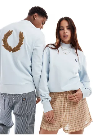 Fred Perry Felpa accollata azzurra unisex con corona d