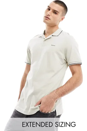 GANT Polo beige in piqué con bordi a contrasto e logo