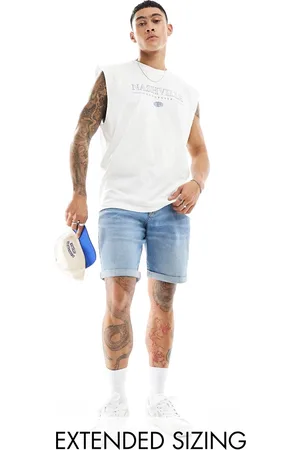 ASOS Pantaloncini di jeans slim elasticizzati lunghezza normale lavaggio chiaro vintage
