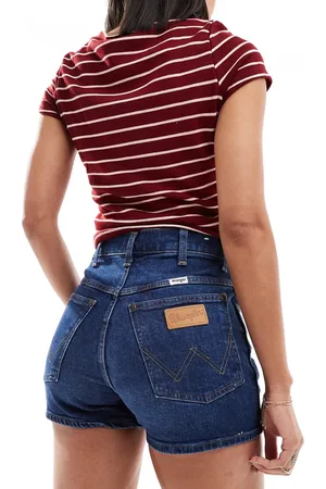 Wrangler Pantaloncini di jeans a vita alta da festival blu scuro
