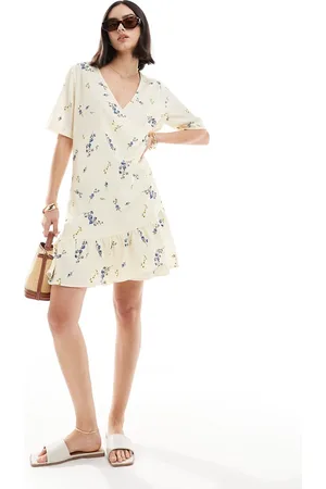 VERO MODA Vestito corto a portafoglio chiaro a fiori