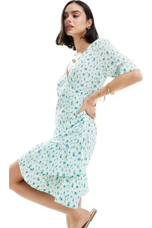 VERO MODA Vestito corto a portafoglio blu chiaro a fiori