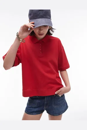 Topshop Polo squadrata rossa