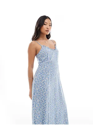 Pieces® Vestito lungo a fiori con spalline sottili con volant